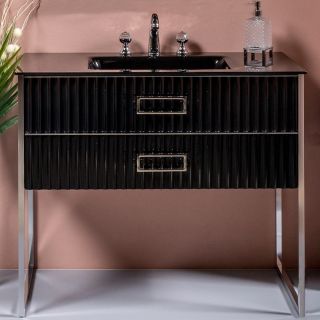 Тумба под раковину Armadi Art Monaco 100см чёрный/хром 866-100-BCR